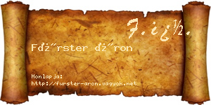 Fürster Áron névjegykártya